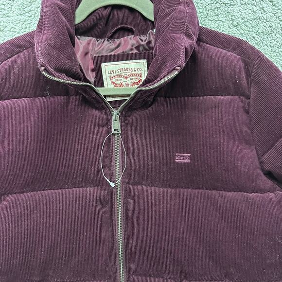 LEVI NWOT Corduroy Puffer Jacket Purple Mid-weight Warm Winter - Picture 3 of 11